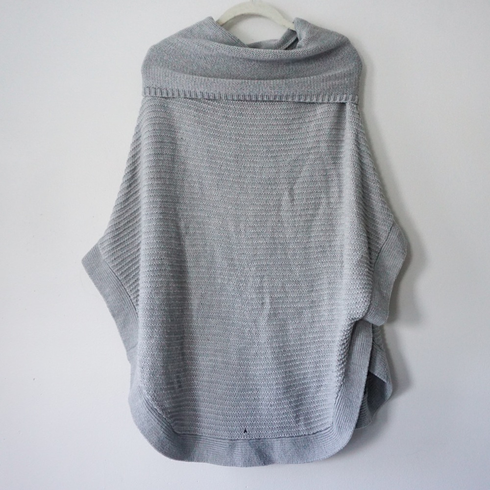 Grey Knit Cowl Neck Poncho (small imperfection)